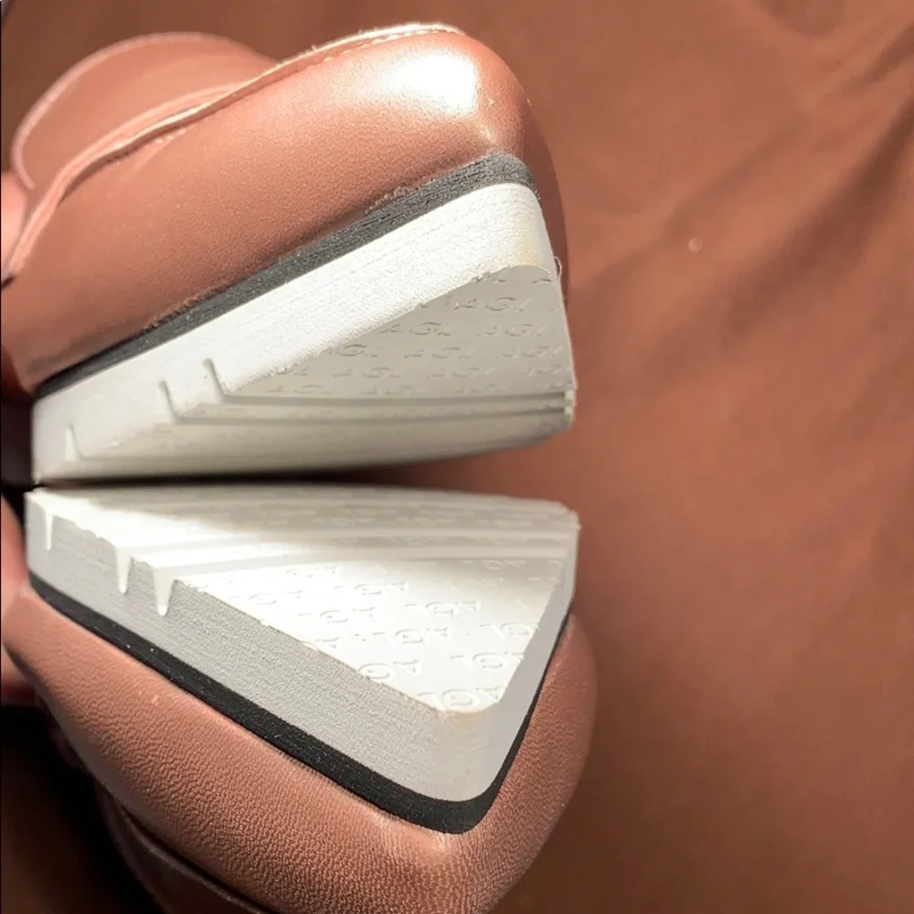 NWT AGL Made in Italy leather slip ons copper gold